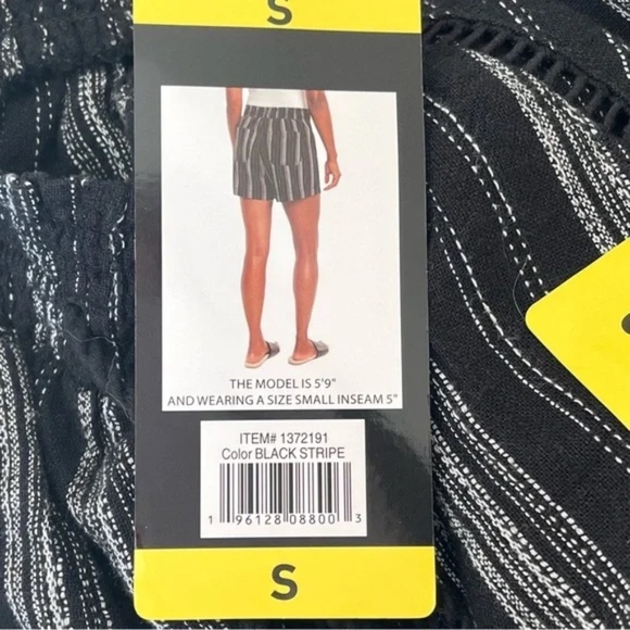 Briggs | New Black Striped Linen Blend Pull On Shorts, Small - Picture 3 of 8